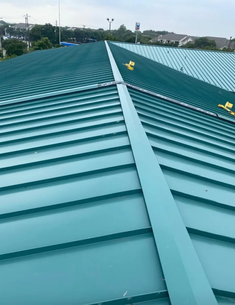 Green commercial metal roof ridge and valley for Metal Roof Repair in Thousand Palms